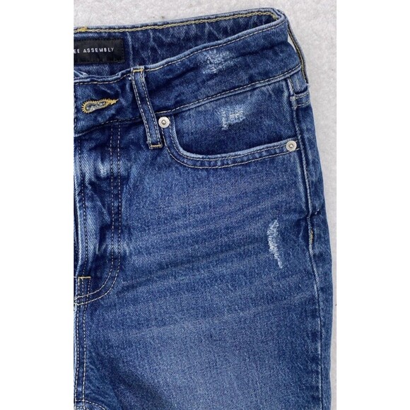 Free Assembly Jeans Women's Size 2 Blue Super High Rise Straight Distressed Torn - Picture 10 of 16